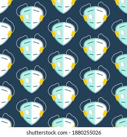 Vector seamless pattern with medical masks and respirators