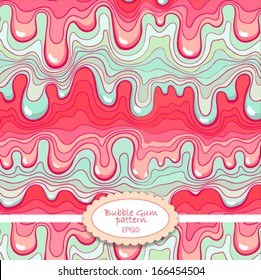 Vector seamless pattern. Melting ice-cream. Bubble gum.