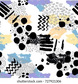 Vector seamless pattern in memphis style.