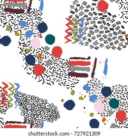 Vector seamless pattern in memphis style.