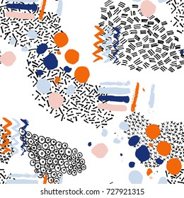 Vector seamless pattern in memphis style.