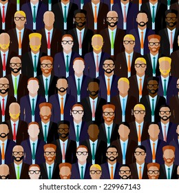 vector seamless pattern with men (businessmen or politicians) crowd. flat  illustration of business or politics community. summit or conference family image