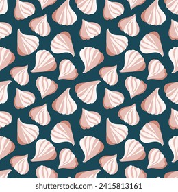 Vector seamless pattern with meringues for pastries packaging design.