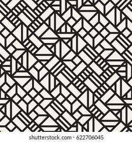 Vector seamless pattern. Mesh repeating texture. Linear grid with chaotic shapes. Stylish geometric lattice modern design