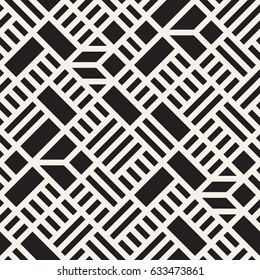 Vector seamless pattern. Mesh repeating texture. Linear grid with chaotic shapes. Stylish geometric lattice modern design