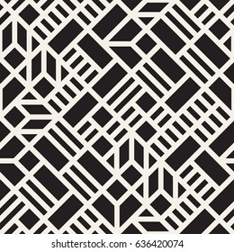 Vector seamless pattern. Mesh repeating texture. Linear grid with chaotic shapes. Stylish geometric lattice modern design