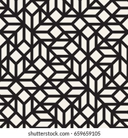 Vector seamless pattern. Mesh repeating texture. Linear grid with chaotic shapes. Stylish geometric lattice modern design