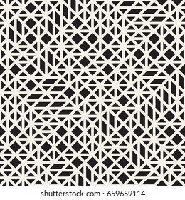 Vector seamless pattern. Mesh repeating texture. Linear grid with chaotic shapes. Stylish geometric lattice modern design