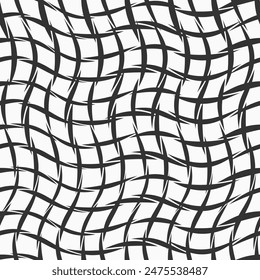 Vector seamless pattern. Vector mesh texture. Distorted mesh pattern. Repeating abstract background. Black and white seamless background.