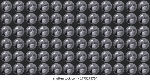 Vector seamless pattern with metallic textured 3D realistic rivets, dark graphic backdrop template, technology concept.