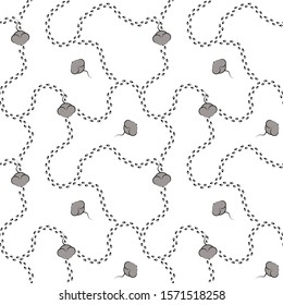 Vector seamless pattern with mice, rats, mouse paw prints track. Small srodent animals pawprints, monochrome, isolated on white background. Chinese zodiac, symbol of New Year 2020. 