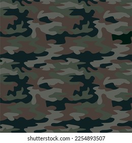 Vector seamless pattern of military camouflage. Texture for design and print. Army forest hide. Khaki green brown. for soldiers and hunting. Gray for soldiers, hunting. Hide in the forest.
