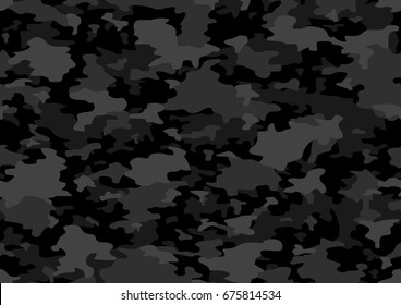 Vector seamless pattern. Military camouflage. Monochrome dark grey. svg