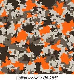 Vector seamless pattern. Military camouflage. Grey and orange.