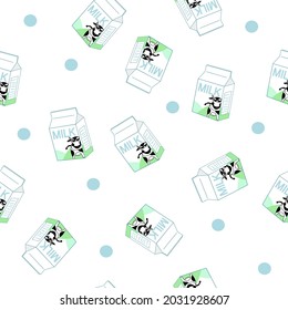 Vector Seamless Pattern Milk Box products on white Background, design for world milk day, kids, decorating, wallpaper, wrapping paper, fabric, backdrop and etc