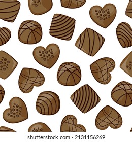 Vector seamless pattern with milk chocolate candies.