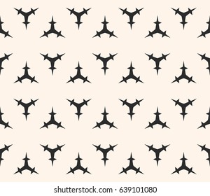 Vector seamless pattern, minimalist monochrome geometric texture. Simple illustration of triangular prickly figures. Abstract repeat background. Design element for prints, stamping, digital, decor