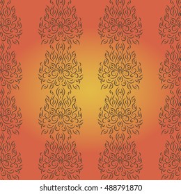 Vector seamless pattern with a minimalist oriental pattern. Ornament handmade. It can be used for packaging, invitations, postcard holiday, fabrics and textiles, etc.