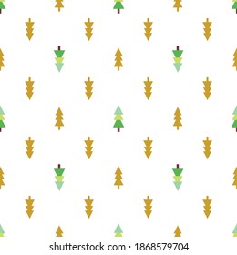 Vector seamless pattern in minimalist style with spruce trees. Decorative background for wallpaper, textile, stationery, scrapbook