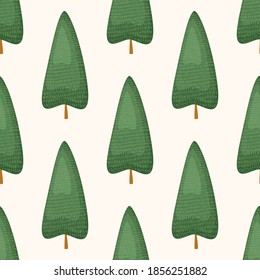 vector seamless pattern with minimalistic trees images