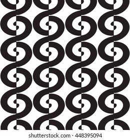 Vector seamless pattern. Modern abstract texture. Repeating geometric tiles with scrolls.Black and white