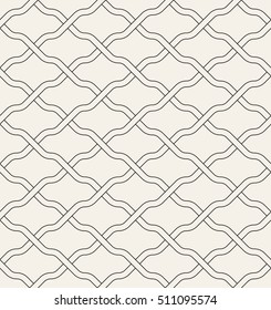 Vector seamless pattern. Modern abstract background. Geometric linear ornament. Intricate weave tapes.