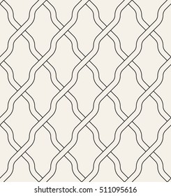 Vector seamless pattern. Modern abstract background. Geometric linear ornament. Intricate weave tapes.