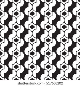 Vector seamless pattern. Modern abstract background. Geometric monochrome ornament. Intricate weave tapes.
