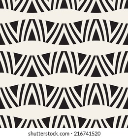 Vector seamless pattern. Modern dotted texture. Repeating abstract background with triangles. Graphic wavy stripes