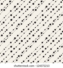Vector seamless pattern. Modern floral texture. Repeating abstract background with circles. Graphic stripes with diagonal direction