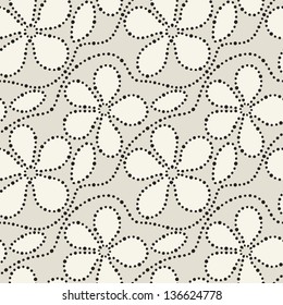 Vector seamless pattern. Modern floral texture. Endless abstract background with dotted flowers