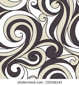 Vector seamless pattern. Modern floral texture. Endless abstract background. Fancy ornate with scrolls and stylized leaves