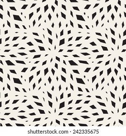 Vector seamless pattern. Modern floral texture. Endless abstract background. Monochrome print with chaotic geometric elements which form stylized flower