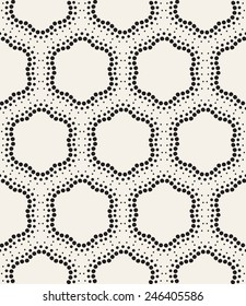 Vector seamless pattern. Modern floral texture with dotted geometric flowers. Endless abstract background