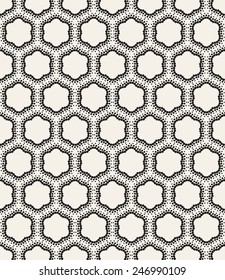 Vector seamless pattern. Modern floral texture with dotted geometric flowers. Endless abstract background
