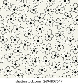 Vector seamless pattern. Modern floral texture. Stylish abstract background. Can be used as a swatch. Minimalist linear childish linear flowers.