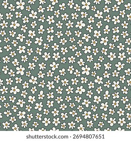  Patrón sin fisuras de Vector. Textura floral moderna. Fondo abstracto con estilo. Se puede utilizar como muestra. Margaritas lindas dibujadas a mano minimalistas.