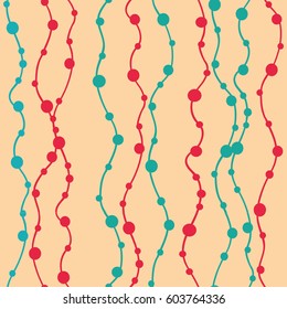 Vector seamless pattern. Modern floral texture. Repeating abstract background with circles. Graphic stripes with direction