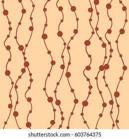 Vector seamless pattern. Modern floral texture. Repeating abstract background with circles. Graphic stripes with direction