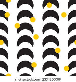 Vector seamless pattern of modern pattern with geometric form, round and crescent shape.