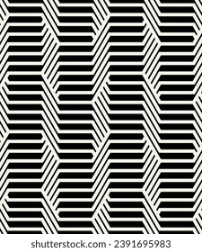 Vector seamless pattern. Modern geometric texture. Repeating abstract background. Polygonal bold grid. Hexagonal striped elements.