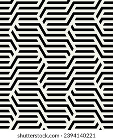 Vector seamless pattern. Modern geometric texture. Repeating abstract background. Polygonal bold grid. Hexagonal striped elements.