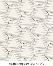 Vector seamless pattern. Modern geometric linear texture. Repeating abstract background with twisted triangular elements. Contemporary graphic design.