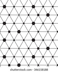 Vector seamless pattern. Modern geometric background. Texture with lines, grid, rhombus and nodes