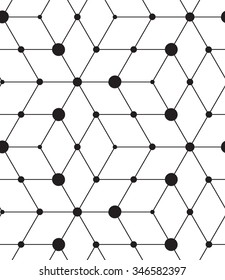 Vector seamless pattern. Modern geometric background. Texture with lines, grid, rhombus and nodes