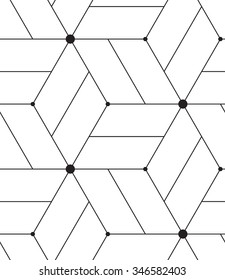 Vector seamless pattern. Modern geometric background. Texture with lines, grid, rhombus and nodes