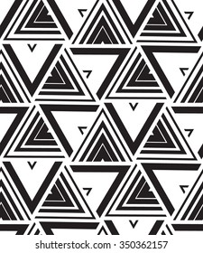 Vector seamless pattern. Modern geometric texture. Repeating abstract background. Triangle linear grid from striped elements