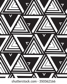 Vector seamless pattern. Modern geometric texture. Repeating abstract background. Triangle linear grid from striped elements