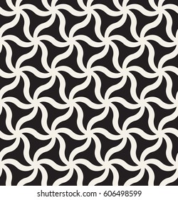 Vector seamless pattern. Modern geometric monochrome texture. Repeating abstract background with twisted triangular elements.