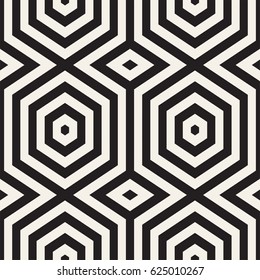Vector Seamless Pattern. Modern Geometric Texture. Repeating Lattice Abstract Background. Linear Grid From Striped Hexagonal Elements.